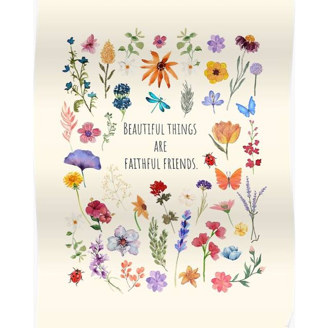 "(Beautiful Things are Faithful Friends Wildflowers=2680) Posters 16x20"" or 18x18inch Wall Art Living Room Bedroom DÃ©cor Print"