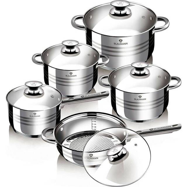 Blaumann 10Pc Set Stainless Steel Non Stick Pots Pans Induction