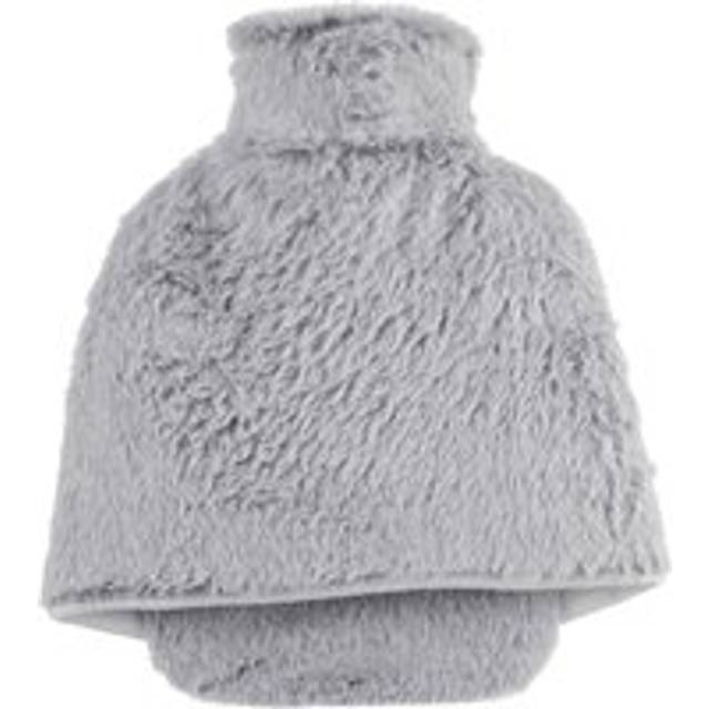 Foot Warmer Hot Water Bottle Plush Faux Fur Cover One Size - Light Grey