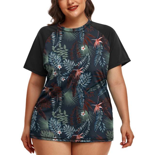 Inno Womens Plus Size Rash guard Shirt Short Sleeve UPF 50 Swimwear Wo