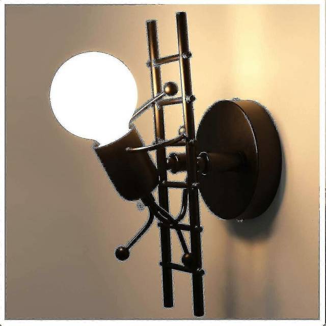 (As show, One size) Humanoid Creative Wall Light Indoor Sconce Modern Candle Wall Lamp Art Deco Max 60w E27 Base Iron Holder For Kids Room