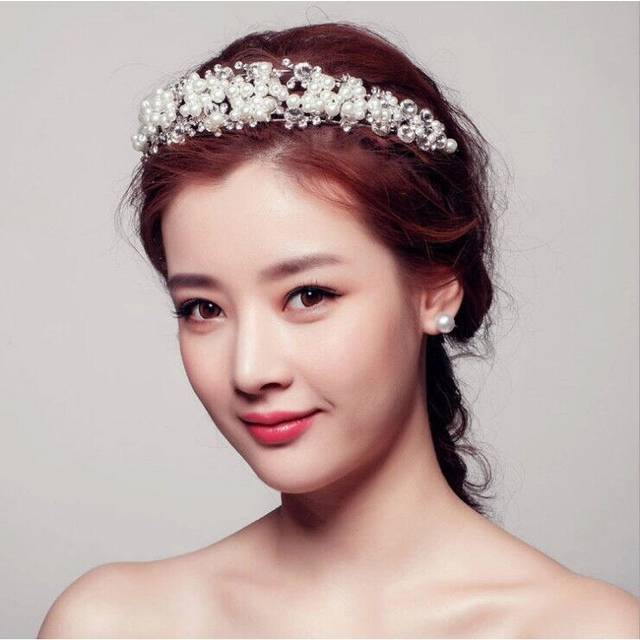 5cm Tall Super Lovely Pearl Crystal Wedding Bridal Princess Prom Queen Tiara