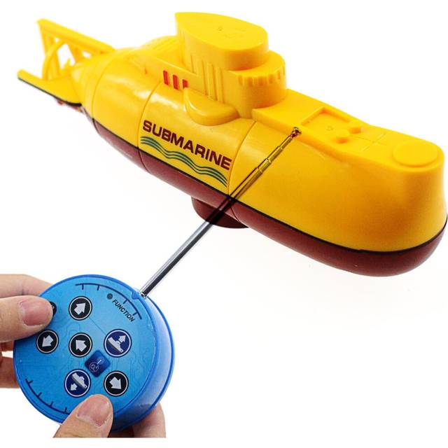 Tipmant Mini RC Submarine Toy Remote Control Boat Underwater Electric Diving Water Fish Tank Kids Birthday Gift (Yellow)