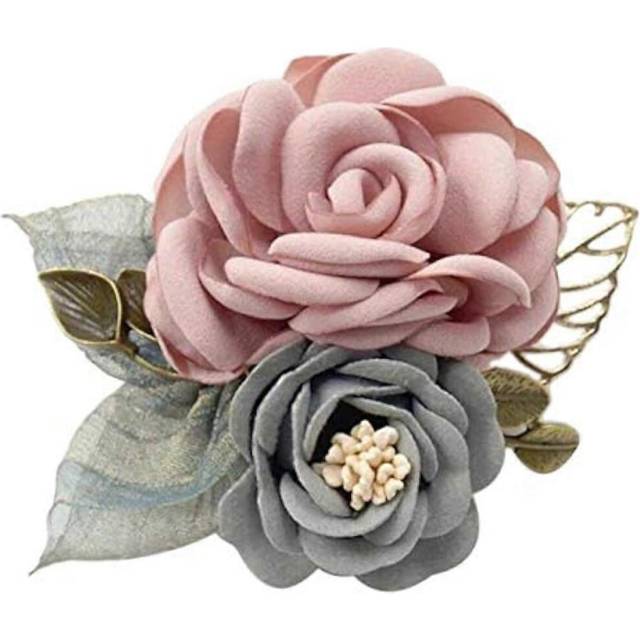 (As show, One size) sharprepublic Corsage Badge Pins Flower Design Brooch Pin Badge for Suit Bags Hats for Wedding Banquet Party - Pink  Polyester