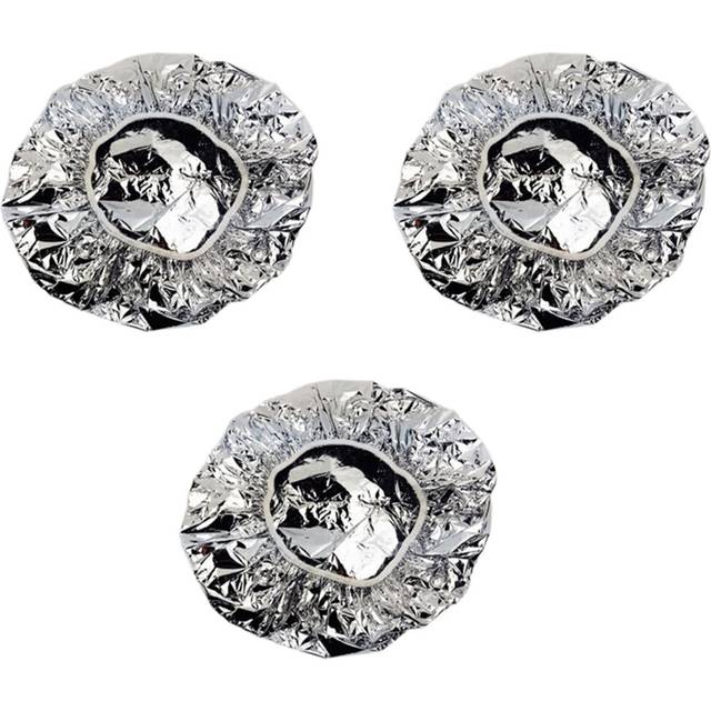 3X Shower Cap Heat Insulation Aluminum Foil Hat Elastic Bathing Cap for Women Hair Salon Bathroom -Silver