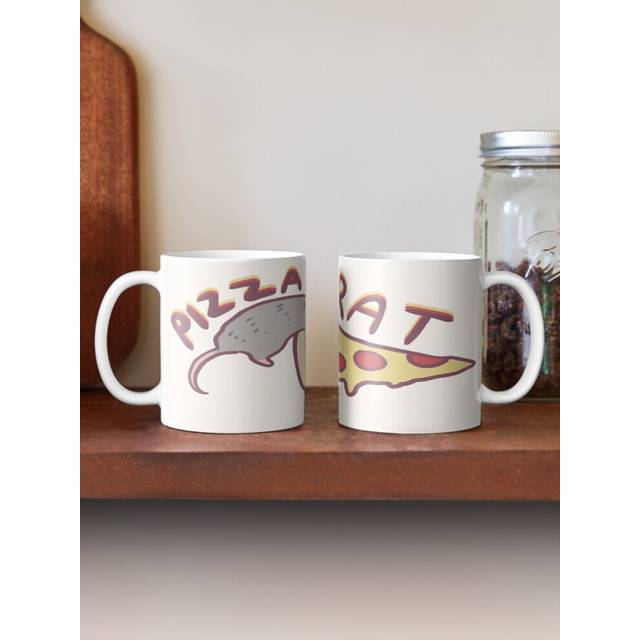 (Pizza rat illustration-6867) Coffee Mugs 11oz Dawn on a magical planet with a portal Ceramic Mug Cute Novelty Christmas Gifts