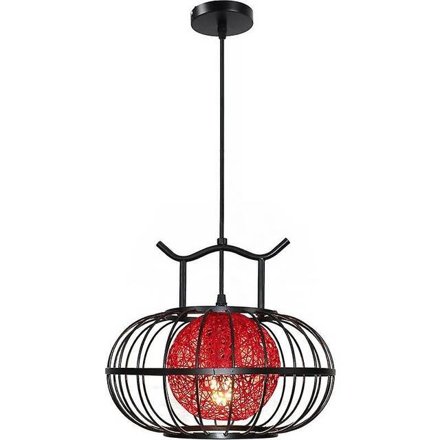 30cm220V E27*1 Without Bulb Red Wrought Iron Hemp Ball Chandelier