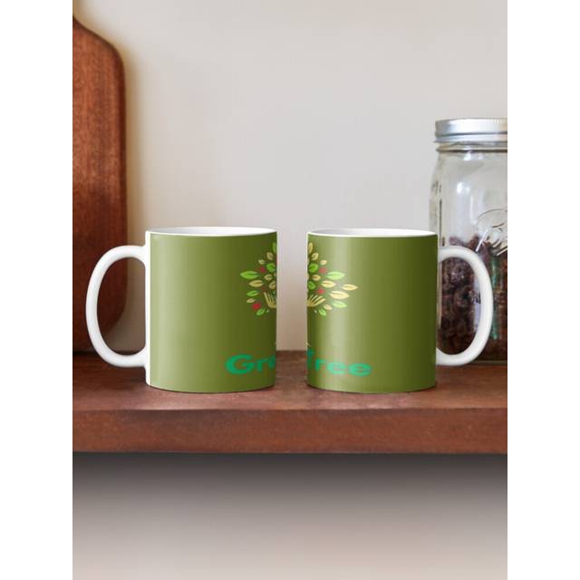 (Green Tree Printed Design-344) Coffee Mugs 11oz Chroma Gradia - Wine to Snow Ceramic Mug Cute Novelty Christmas Gifts