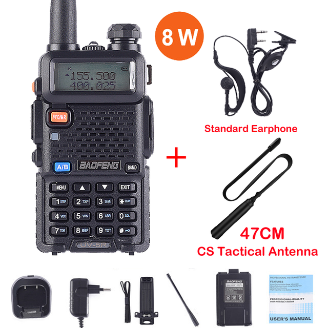 (Package 5) Real 8W UV-5R Walkie Talkie UV 5R High Power Amateur Ham CB Radio Station UV5R 8W  Dual Band Transceiver