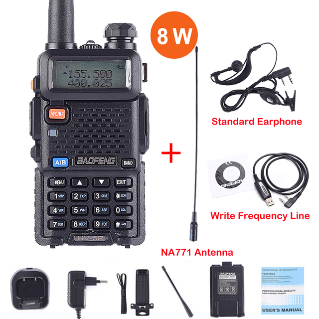 (Package 12) Real 8W UV-5R Walkie Talkie UV 5R High Power Amateur Ham CB Radio Station UV5R 8W  Dual Band Transceiver