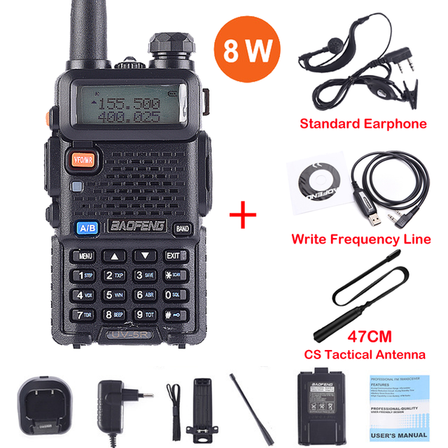 (Package 11) Real 8W UV-5R Walkie Talkie UV 5R High Power Amateur Ham CB Radio Station UV5R 8W  Dual Band Transceiver