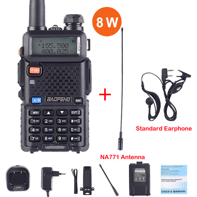 (Package 6) Real 8W UV-5R Walkie Talkie UV 5R High Power Amateur Ham CB Radio Station UV5R 8W  Dual Band Transceiver