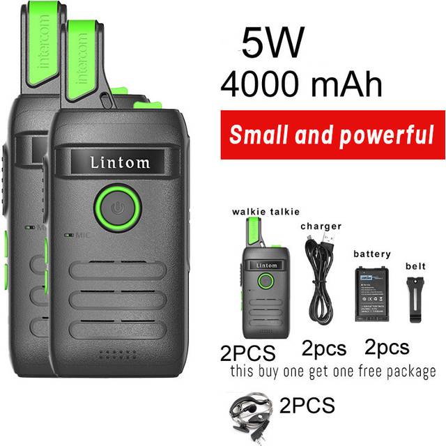 (2pcs  4000mah) Lintom rechargeable Walkie Talkie Two Way Radio UHF 16 Channels Two Way Radio for Audlt (Pack of 2)