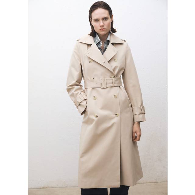 MANGO Doublebreasted Cotton Trench Coat Dam Jackor Stl. XS - Från Magasin - Light Beige (XS)
