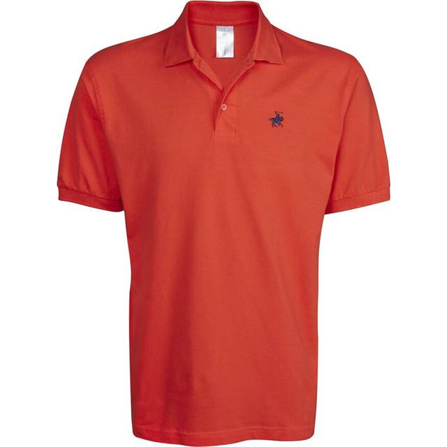 (Multibuy - Orange, Pink, Purple, S) B&C Mens Polo Shirt Cotton Short Sleeve Designer Top Horse Embroidery Pony Logo New