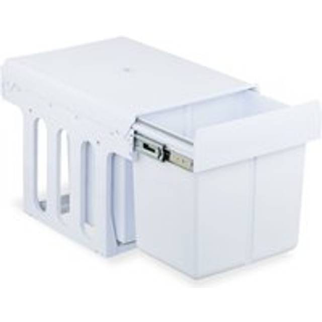 Relaxdays Pull Out Kitchen Bin, 3 Compartments, 15L & 8L, 35.1x34.3x48 cm, Cupboard, Built-In Rubbish Disposal, White