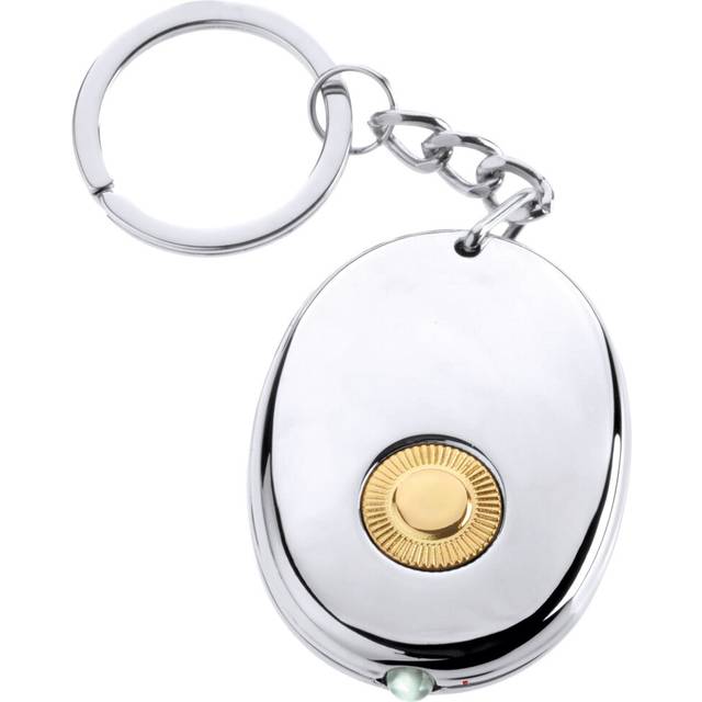 Keyring Flashlight - Silver Finish Gold Plate Mini Torch Oval - Gift Box
