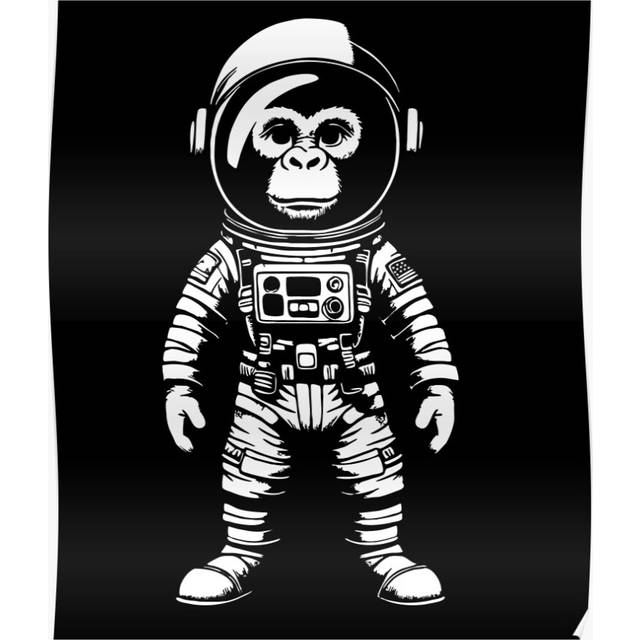 "(Vintage Space Travel Astronaut Monkey=239) Posters 16x20"" or 18x18inch Wall Art Living Room Bedroom DÃ©cor Print"