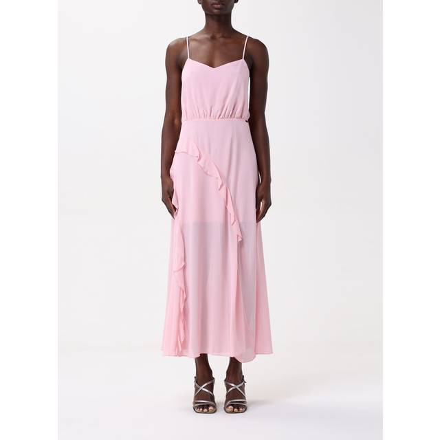 Long dress with slit in crepe