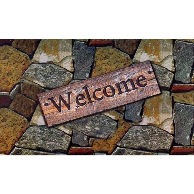 Ergode Welcome Quarry Stones Outdoor Rubber Entrance Mat 18 in. x 30 in.