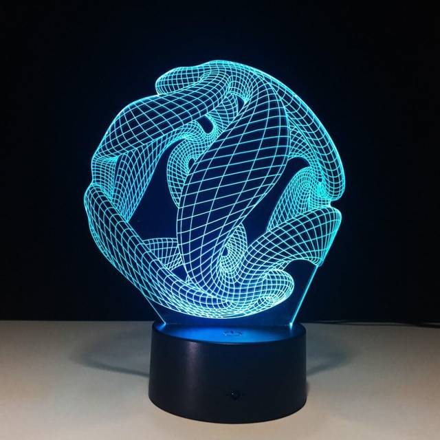 Artistic Abstraction Modern 3D USB Night Light Colorful Color Changing LED Desk Table Light Lamp for Home Bedroom Decoration
