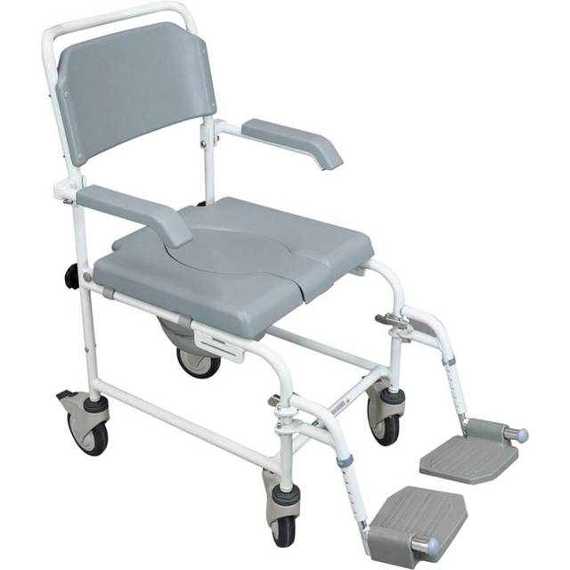 Attendant Propelled Shower Commode Chair - Rust Free Alloy Frame 7.5 Litre Potty