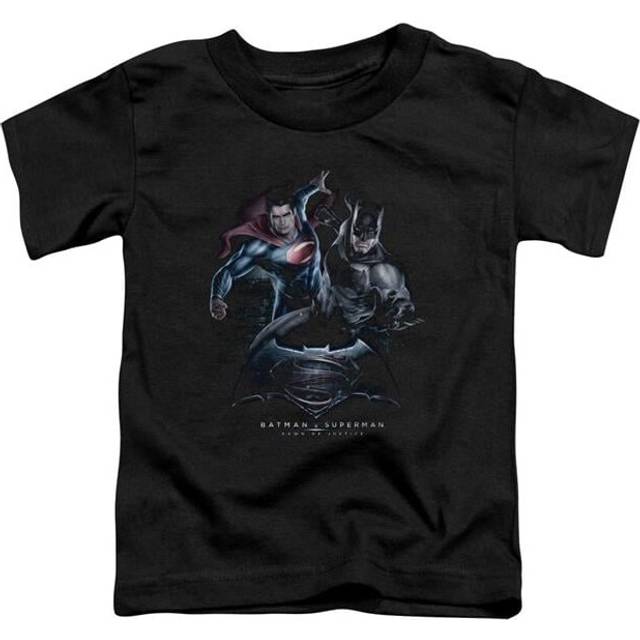 Trevco Sportswear BVS175-KT-1 Batman vs Superman Team Up Toddler Short Sleeve T-Shirt, Black - Large 4T