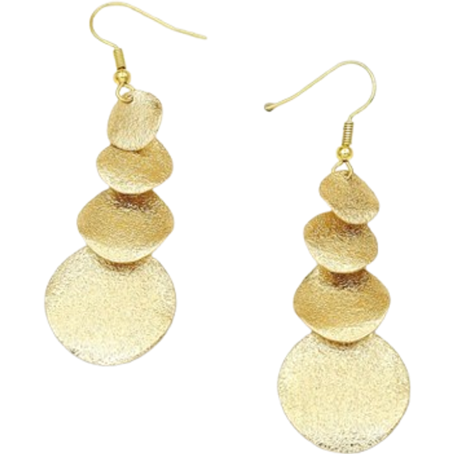 SHEIN 1 Pair European And American Style Gold & Silver Plated Metal Long Geometric Circular Tassel Earrings, Fashionable For Holiday, Dating, Travel And Ver