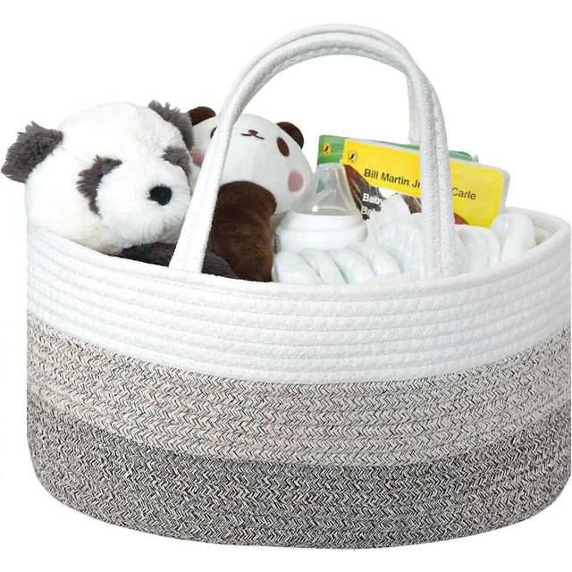 (X Large, Gradient Brown) luxury little Diaper Caddy Organizer, Large Cotton Rope Nursery Baby Basket, Changing Table Organizer for Baby Diaper Storag