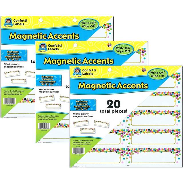 Confetti Labels Magnetic Accents  20 Per Pack  3 Packs