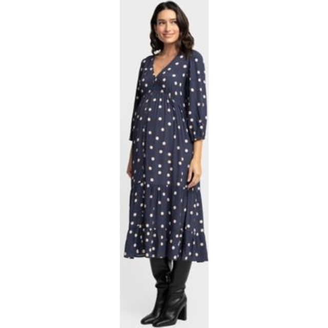 Polka Dot Tiered A-Line Maternity + Nursing Dress