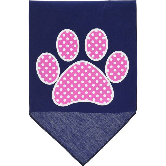 Mirage Pet Products Pink Swiss Dot Paw Screen Print Bandana for Pets Large Navy Blue