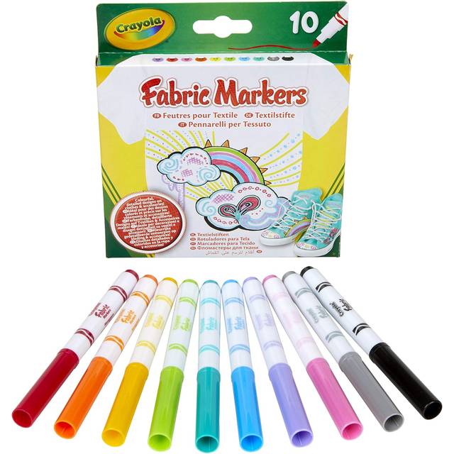 Crayola | Uppsättning av markörer | För ritning på tyg 10 st