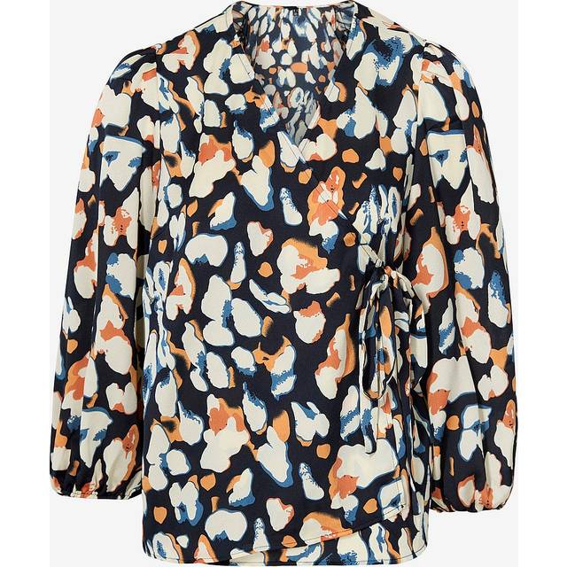 Vero Moda - Omlottblus vmChloe 7/8 Wrap Leo Top - Blå