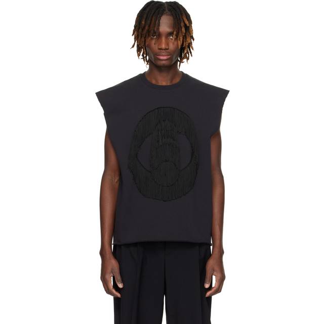 MM6 Maison Margiela Black Fringed Sweatshirt - 899 WASHED BLACK - S