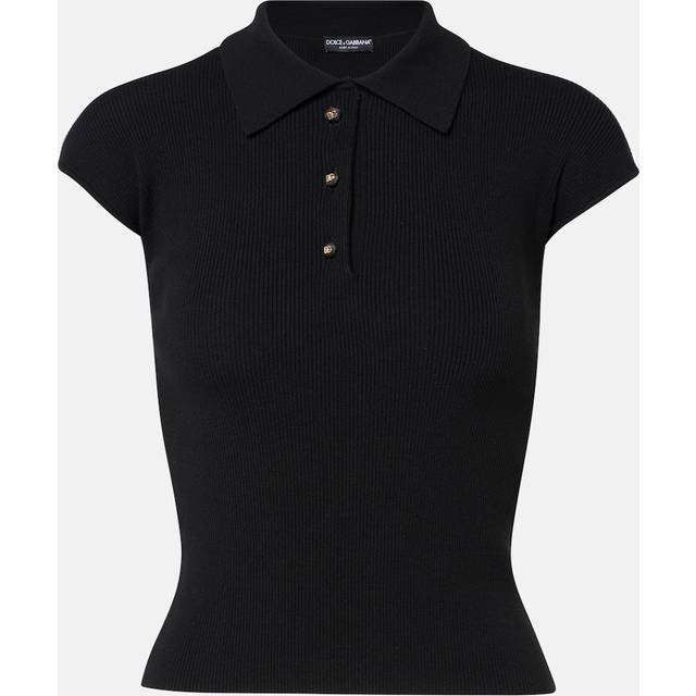 Dolce&Gabbana Ribbed-knit polo shirt - black (UK 10)