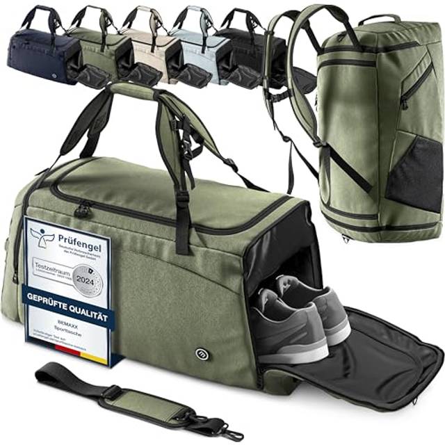 Sportväska Träningsväska + Ryggsäcksfunktion, Skofack, Blötfack | 40L / 60L Resväska Simväska Fitnessväska Sport Gym Fitness Axelremsväska Handbagage Weekenderväska Resa Väska Herrar Damer Barn