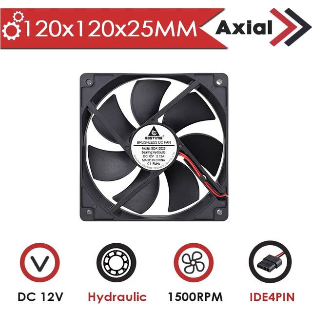 (12V Hydraulic IDE4P) LBQ Gdstime 120x120x25mm Dual Ball Fan DC Brushless 5V 12V 24V 48V 12cm