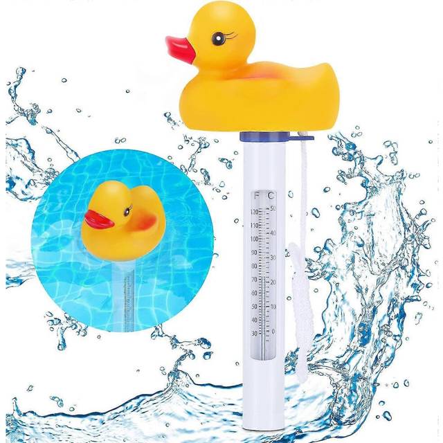 (As show, One size) floating pool thermometer, duck pool thermometer, duck shape water thermometer shatter resistant floating thermometer with string