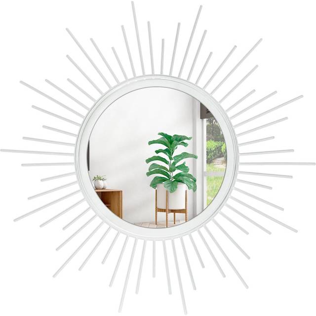 HLFMVWE Mirrors for Wall Sunburst Decor Art Mirror Bohemian Home Round Modern Metal Mirror for Bedroom Living Room Hallway Bathroom Balcony Farmhouse