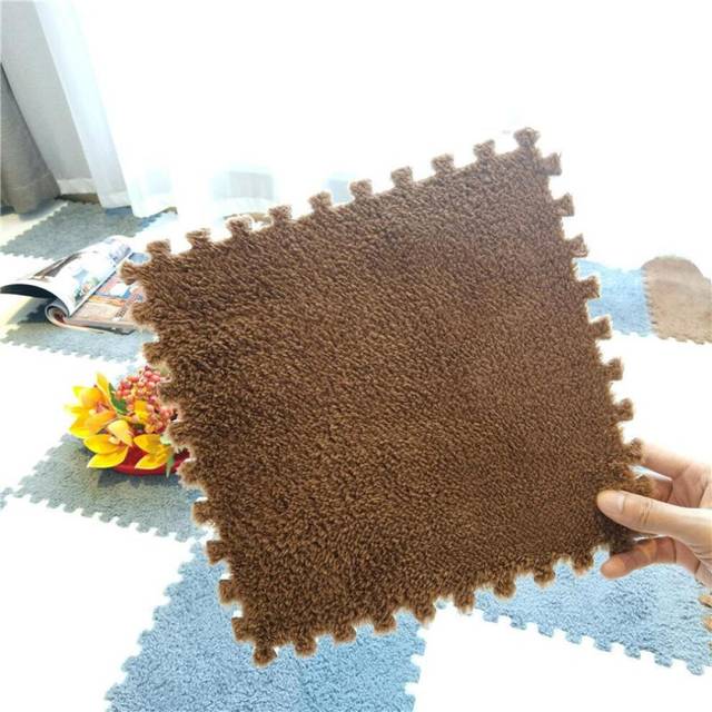 (chocolate, 10pcs) Soft Plush Kids Carpet Baby Play Mat Children&apos;s Rugs Toys Eva Foam Children&apos;s Mat Puzzle Interlock Floor Mats 30*30 Cm