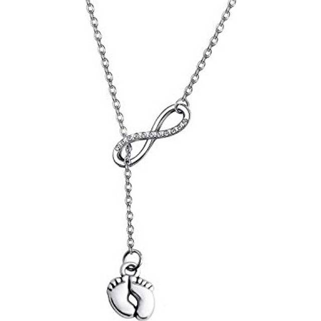 Baby Feet Lariat Necklace New Mom Necklace New Baby Gift (baby feet N)