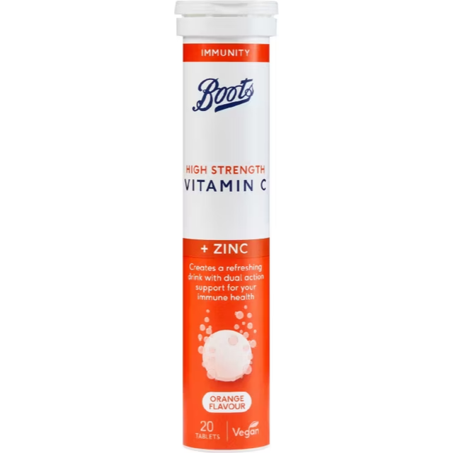 Boots High Strength Vitamin C & Zinc 20 Orange Flavour Effervescent Tablets