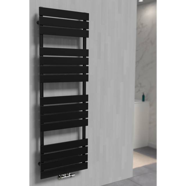 Nes Home 1600 x 500 mm Designer Towel Radiator Black Single Flat Tube