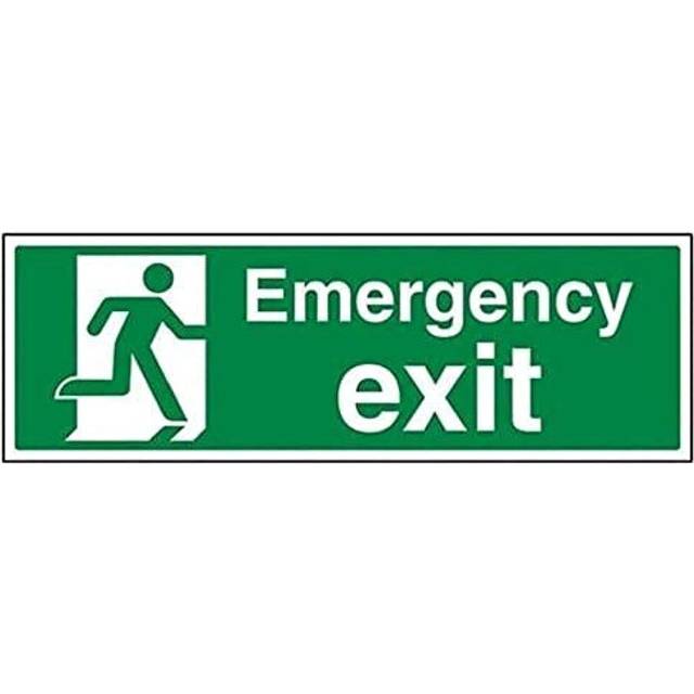 VSafety Emergency Exit Sign - Landscape - 450mm x 150mm - 1mm Rigid Plastic