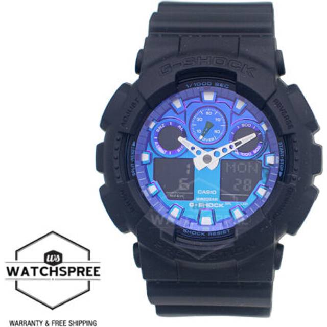 Casio G-Shock Analog Digital Resin Strap Blue Dial Quartz GA-100FL-1A 200M Men&#39;s Watch