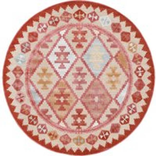 Saga Kilim Matta - Beige / Flerfärgad Ø 200