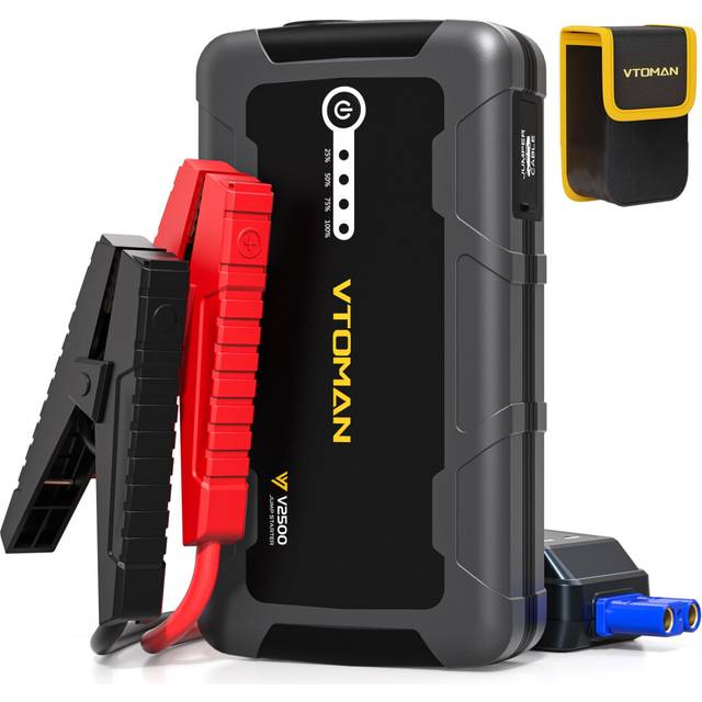 VTOMAN V2500 2500A Jump Starter Power Pack - Portable 12V Car Battery Booster Jump Starter with Jump Leads(Up to 8.0L Gas or 6.0L Diesel Engine), LED