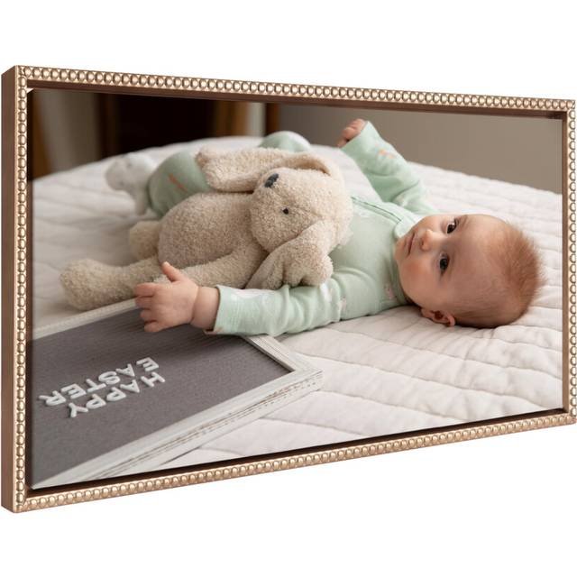 Kate and Laurel Custom Printed Framed Canvas Wall Art  26.5x14 Beaded Gold  Sylvie Personal Canvas Print with Your Photos for Living Room Gallery Wall