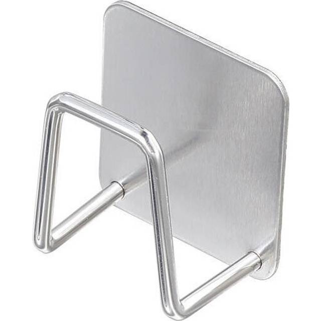(a-Silver) 304 Thicken Stainless Steel Sponges Holder Kitchen Sink Rag No Punching Waterproof Self Adhesive Wall Hooks Storage Drain Rack